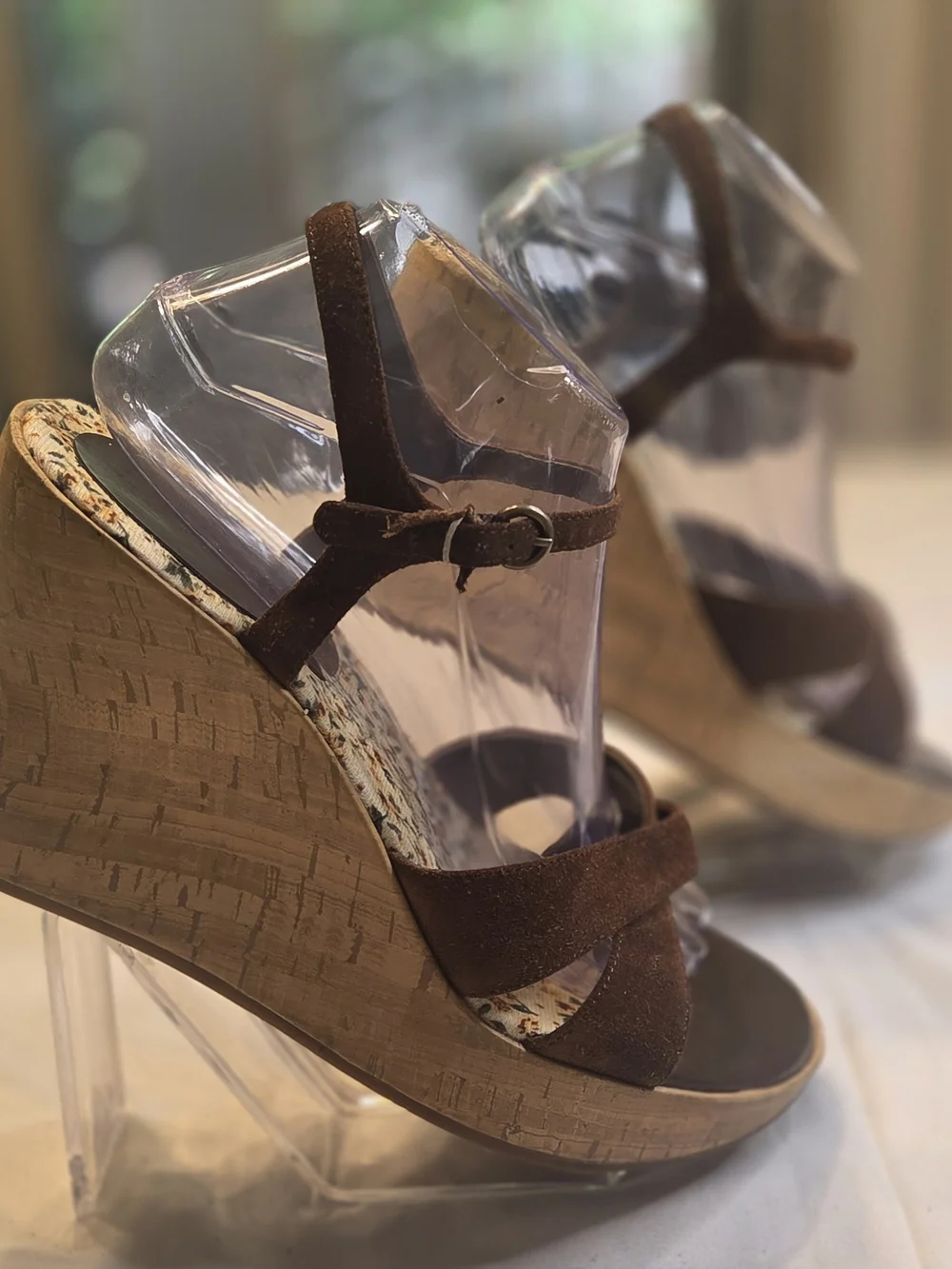 Nine & Co. Brown Suede Floral Wedge Sandals Size 9M Cottagecore Boho